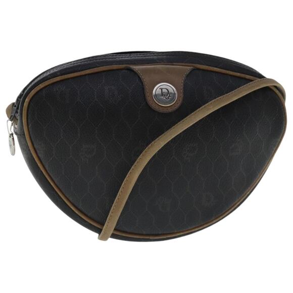 DIOR Honeycomb Canvas Shoulder Bag Black Brown Silver - Picture 1 of 16